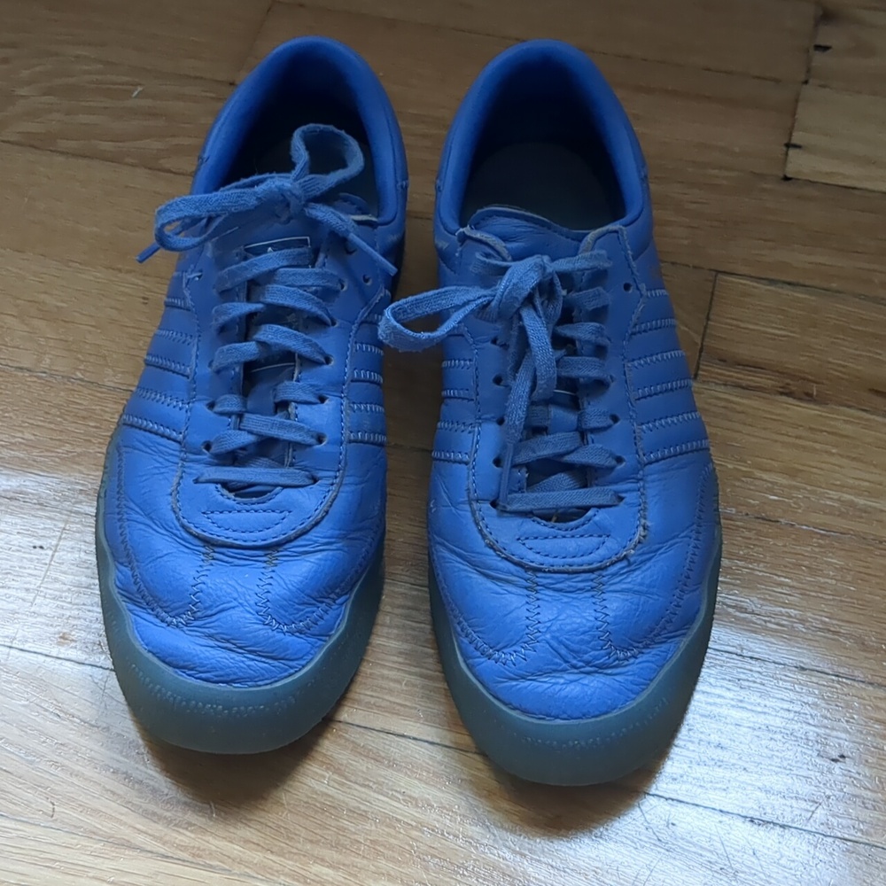 Blue platform Adidas Sambas, size 8.5
